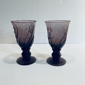 🌟HP🌟VTG 1960-70s Set of 2 Amethyst Glass Goblets Made in USA